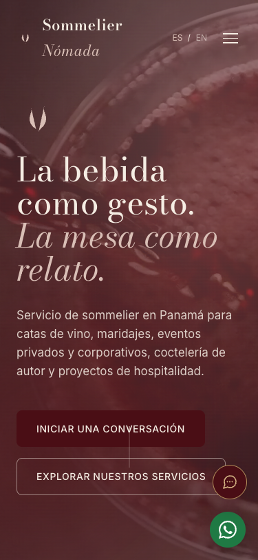 Versión móvil de Sommelier Nómada